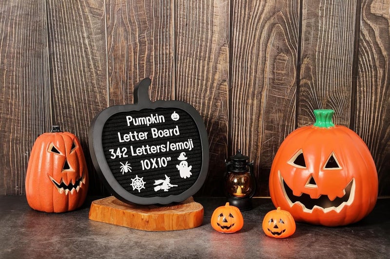 G GAMIT Pumpkin Felt Letter Board with 342 Changeable Letters&Numbers, 10”x10” Spooky Letterboard Gothic Message Board Letter Sign Board with Stand and Canvas bag for Halloween Party Christmas - Image 2